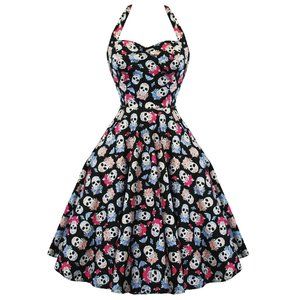 Hell Bunny - Muertos Sugar Skull 50's Swing Dress Rockabilly Vintage Gothic Punk